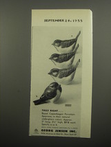1955 Georg Jensen Royal Copenhagen Porcelain Sparrows Ad - Tails right - $18.49