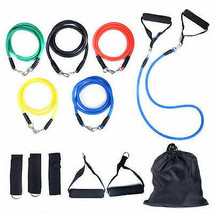 11 PCS 42&quot; Long Resistance Exercise Band Set Fitness Strap for Home Yoga... - £8.86 GBP