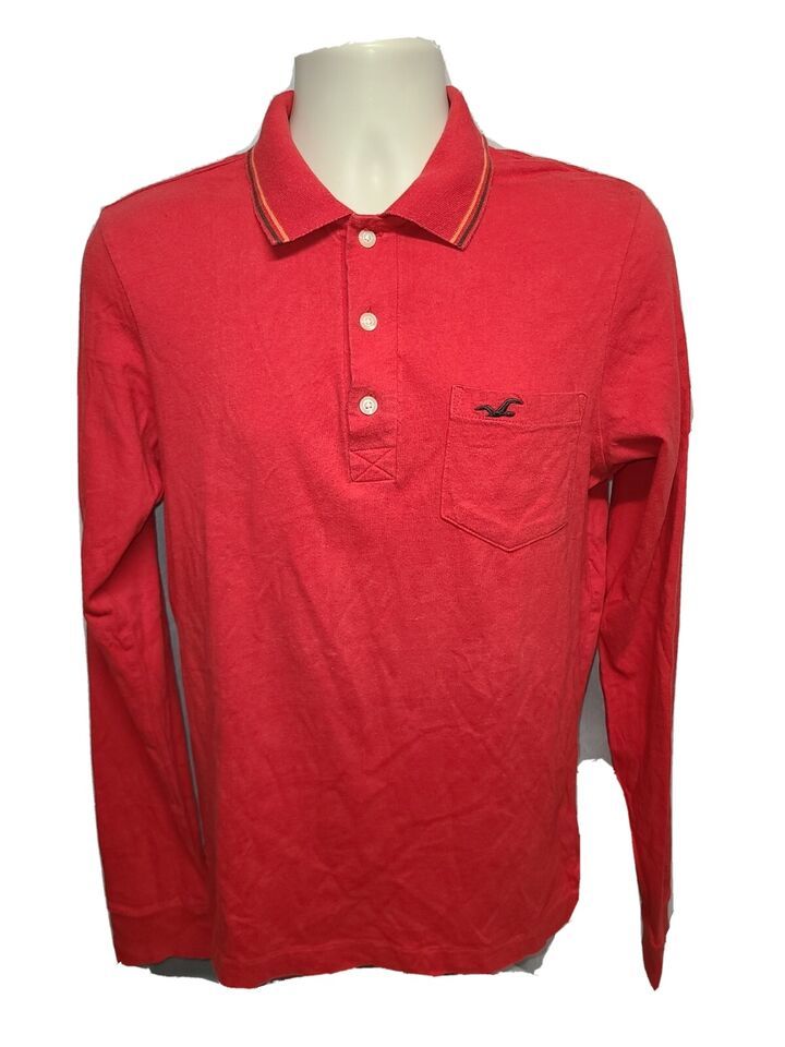 Primary image for Hollister Coastal Classics Adult Medium Red Long Sleeve Collar Shirt