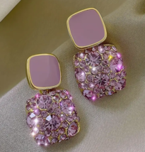 Elegant Vintage-Inspired Square Rhinestone Earrings for a Timeless Look ! - £9.65 GBP