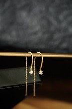 1 Ct Round D/VVS1 Diamond Stud Dangle Earrings 14K Yellow Gold Over Screw Back - £89.35 GBP