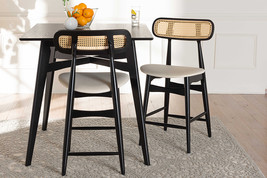 Nitza Cream Fabric and Black 2Pc Counter Stool Set - $159.00
