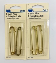 LOT OF 2 Packages  DRITZ Pins 3” Brass SKIRT/KILT/BLANKETS  #62  (4 PINS... - $7.91