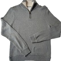 Aeropostale Men Sweater Size L Gray Preppy Henley Zip High Collar Long Sleeves - £11.27 GBP