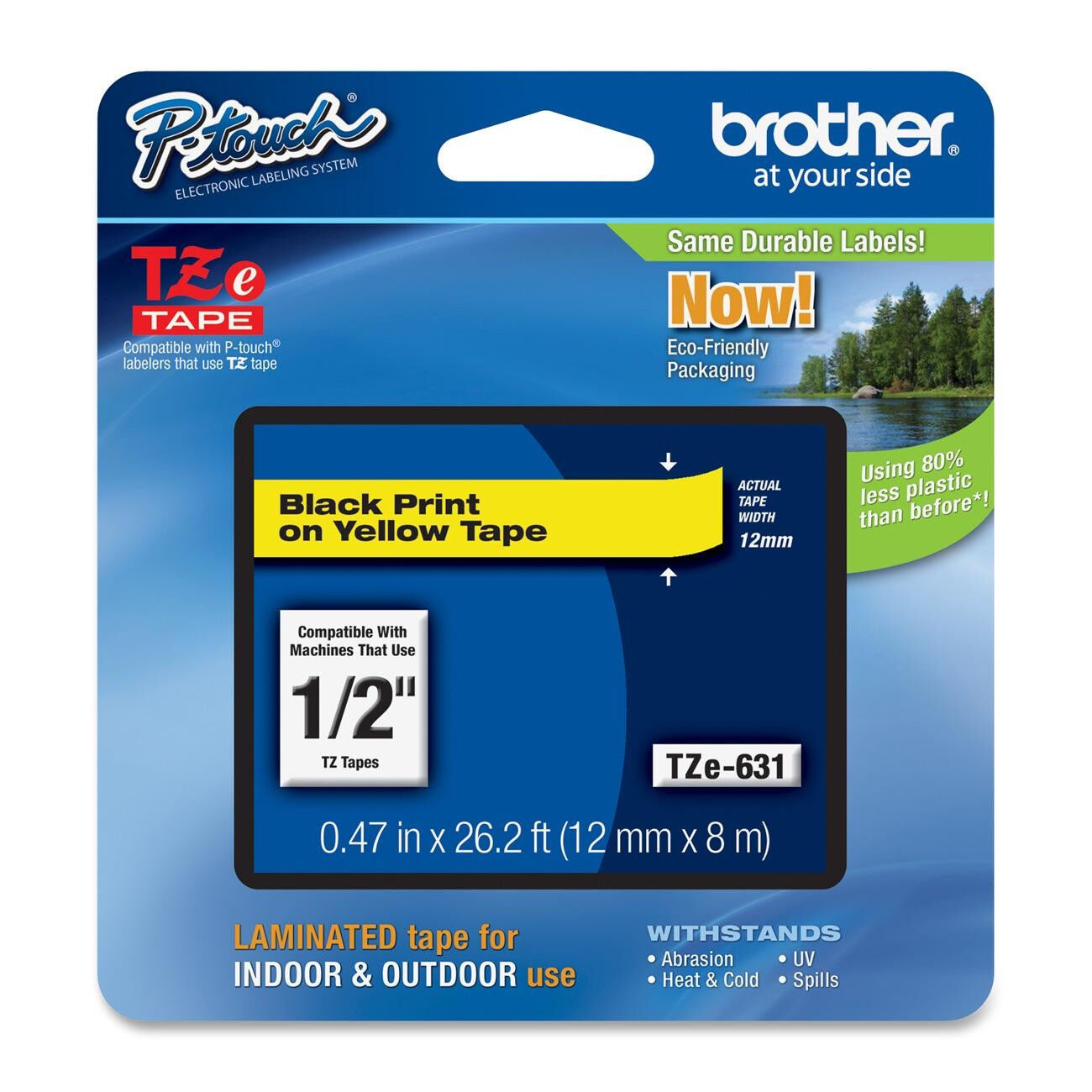 Brother TZ631 12mm Ptouch black on yellow label tape PTD200 PTH100 PT1400 PT2730