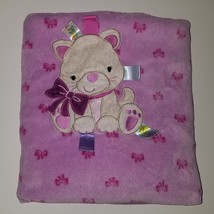 Taggies Purple Kitty Cat Baby Blanket Lovey Fleece Toy Kitten Tan White Bows - £23.65 GBP