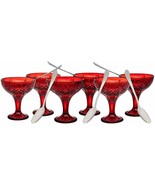 Dublin Tasting Set (12-pc.) Red Coupe Glass Tasters and Stainless Spoons - £43.45 GBP