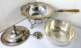 Gorham Chantilly YC1338 Silver Chafing Dish Complete Set Bowl Oil Burner... - $158.35