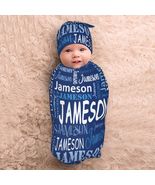 Personalized Baby Swaddle and Hat for Baby Girl Boy with Name Baby Girl ... - £7.85 GBP