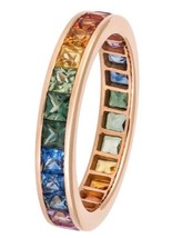 Natural Multi Sapphire gemstone rings, Wedding Eternity band - £95.25 GBP