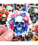 50 PCS Flower Skeleton Sticker Pack, Floral Skull Stickers, Skeleton Plant - $11.85