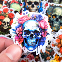 50 PCS Flower Skeleton Sticker Pack, Floral Skull Stickers, Skeleton Plant - $10.50