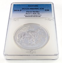 2014-P Australia 1 Kilo .999 Argento Fine Cavallo PCGS PR69DCAM Primo Strike - £1,089.33 GBP