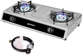 Camplux Camping Stove 2 Burners 19,600 Btu, Stainless Steel Gas Stove With Auto - £103.90 GBP