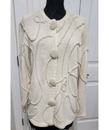 FITTING IMAGE Faux Pearl Sweater Cardigan 14/16  Beautiful Cream beige C... - $38.41 CAD