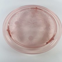 Jeanette Pink Depression Glass 10&quot; Sunflower Daisy VTG Footed Cake Plate... - £12.34 GBP
