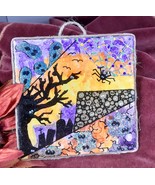 Halloween Collage Ghosts Hand Painted Ceramic Tile Decor Unique Gifts Un... - $10.11 CAD