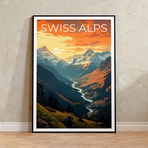 Swiss Alps Travel Poster, Switzerland Wall Art, Switzerland Print, Swiss Alps Po - £14.35 GBP+