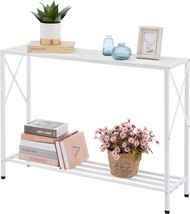 Tajsoon Console Table, Industrial Entryway Table, Narrow Sofa Table With, White. - £51.90 GBP