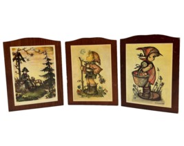 Hummel Wood Wall Plaques Vtg 60s Country Cottage 5 1/2&quot; x 7&quot; Set Of 3 - $15.00