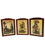 Hummel Wood Wall Plaques Vtg 60s Country Cottage 5 1/2&quot; x 7&quot; Set Of 3 - $15.00