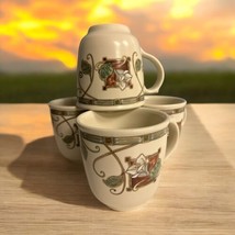 Pfaltzgraff Stoneware Mission Flower Mugs Discontinued USA 16 oz Set 4 Cups - $24.74