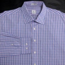 Peter Millar Men&#39;s (L 18) Lavender Plaids &amp; Checks 100% Cotton Dress Shirt Euc - £32.42 GBP