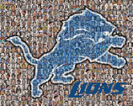 Detroit Lions Mosaic Print Art Designed Using over 100 of the Greatest Lions Pla - £34.62 GBP+