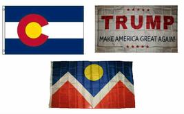 3x5 Trump White &amp; State of Colorado &amp; City of Denver Wholesale Set Flag 3&#39;x5&#39; - £11.89 GBP