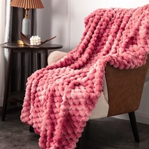 Tie-Dyed Faux Fur Throw Blanket, Decorative Diamond Textured Fluffy Plush Fleece - £48.87 GBP