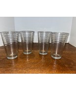 4 Vintage Libbey Crisa Hoops Clear Glasses Horizontal Rings 6&quot; - $27.35 CAD