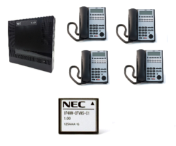 NEC 1100009 SL1100 Phone System w/ 4 12B Key Phones IP4WW-12TXH-B and Vo... - $673.15