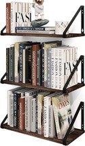 Set Of 3 Bameos Floating Shelves In Rustic Wood With Metal Bracket, And Bedroom. - £36.68 GBP