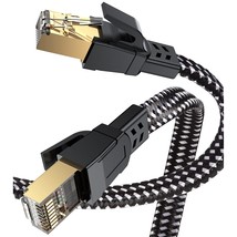 Cat 8 Ethernet Cable 30Ft,Nylon Braided High Speed Heavy Duty 40Gbps 2000Mhz Fla - £31.16 GBP