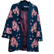 Soft Surroundings Floral Embroidered Jacket Kimono Navy Blue Floral Size XS - £55.26 GBP