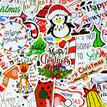 50 PCS Christmas Holiday Sticker Pack, Santa Claus Stickers, New Year Decals - £10.79 GBP