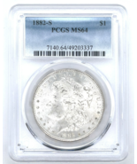 1882-S Estados Unidos Morgan de Plata Dólar PCGS MS64 90% Plateado San F... - $188.88