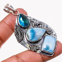 Blue Opal London Blue Topaz Gemstone Fashion Ethnic Pendant Jewelry 2.70" SA 487 - £4.76 GBP