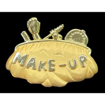 Make Up Artist Cosmetic Bag Brooch Vintage Pin 2-Tone Gift - $21.87