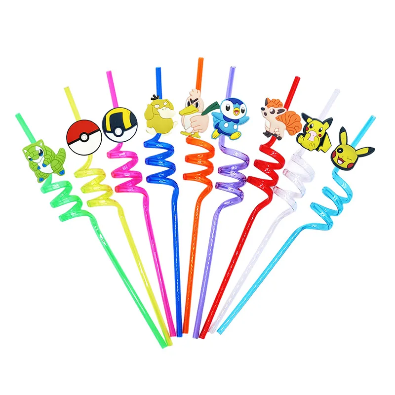 E new pokemon cartoon pikachu patch personalized straw birthday party decor straw party thumb200