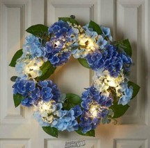Lighted Indoor/Outdoor Flower Wreath Blue - £29.75 GBP