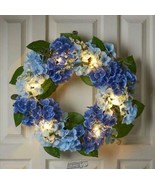 Lighted Indoor/Outdoor Flower Wreath Blue - £29.87 GBP