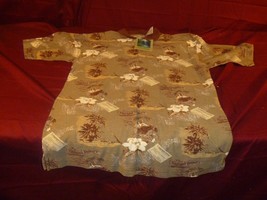 Ash Creek 100% Cotton Traveling Boat Flower Brown Tan Short Sleeve Polo Shirt M - $21.11