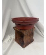 Antique Chinese Red Lacquer Wooden Pedestal Tray Planter - $124.00