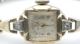 Vintage Helbros 14K Gold Diamond Watch - £197.79 GBP