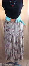 Charlie Of California Long Tan Tiered Flowered Print Skirt Large,Rayon Challis - £7.82 GBP