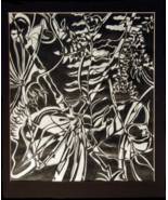 Plants Abstract Ebony Pencil Drawing 12" x 14" - $40.00