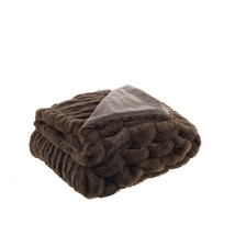 Brown Knitted Polyester Solid Color Throw Blanket - £63.90 GBP