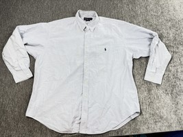 Vintage Ralph Lauren &quot;BIG&quot; Shirt Mens XL Oxford Button Up Blue Pinstripe... - $24.74