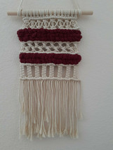 Handwoven Macrame Wall Hanging With Chenille Yarn And Macrame Rope - £16.61 GBP